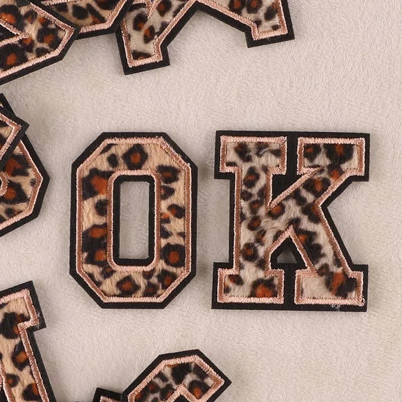 Leopard Print Embroidered Alphabet Badge Patches