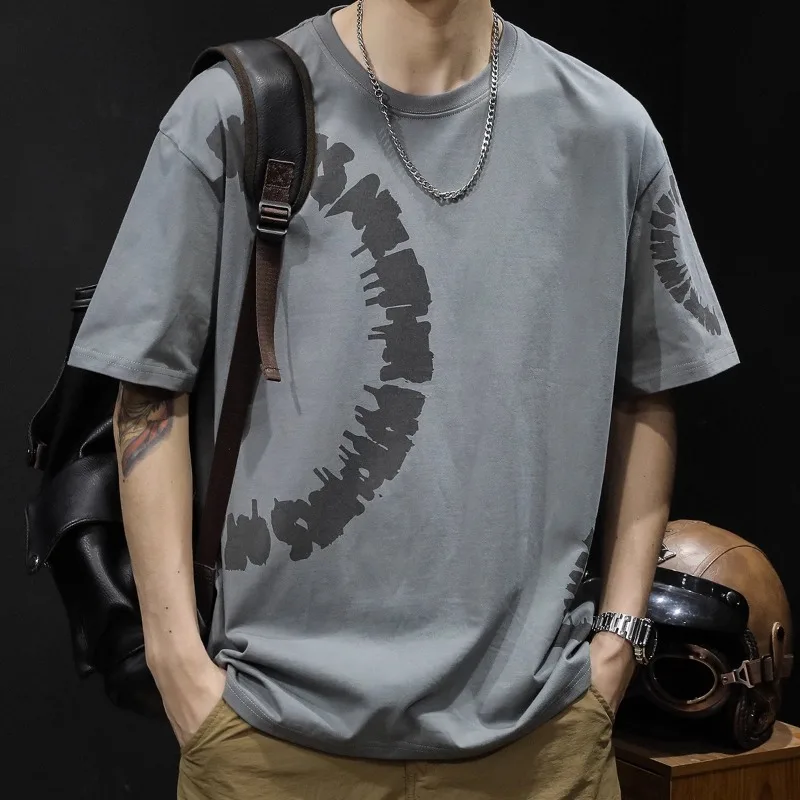 

Cotton short sleeve T-shirt men's half sleeve top fashion brand large size new men's American printed T-shirt men's style
