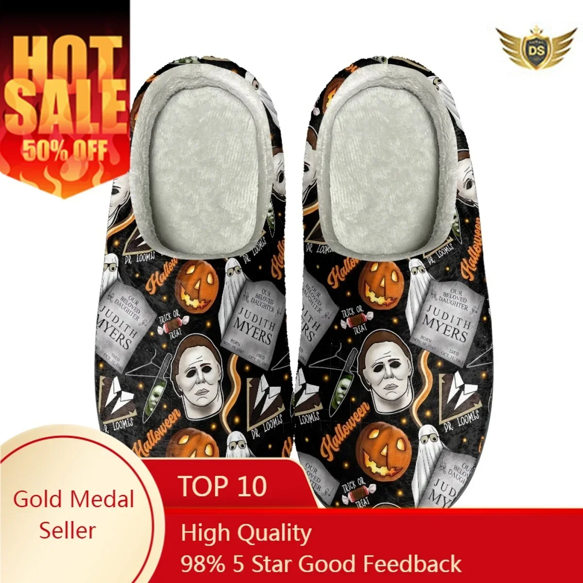 Hot Horror Movie Winter Slippers Dropshipping Non-slip Women Warm Cotton Slippers Casual Flats Warm Home Slides Zapatos Mujer