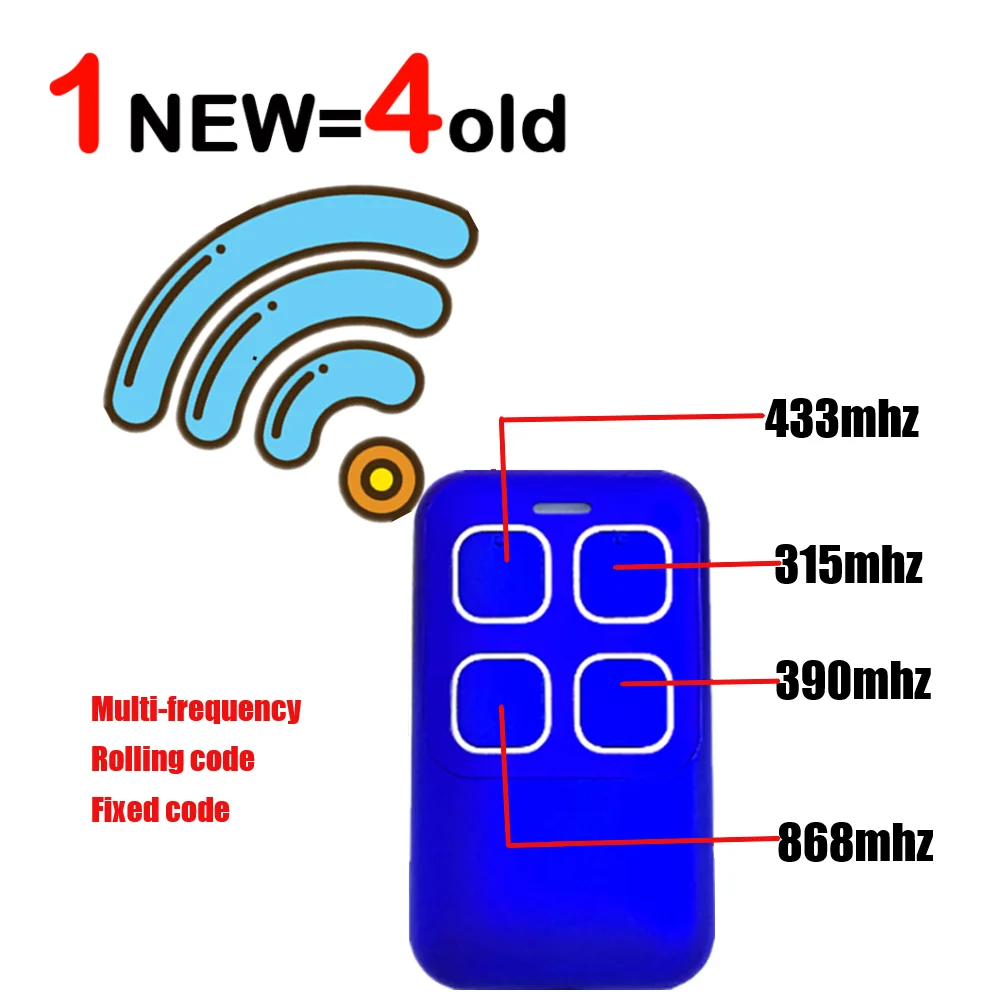 

4 in 1 mando garaje universal multifrecuencia For 287- 868MHz fixed &rolling code Multi Frequency Garage Remote 868.3MHz