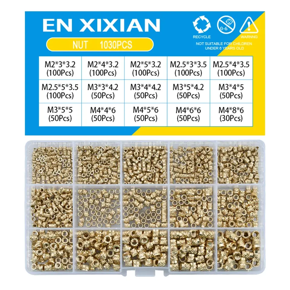 M2 M2.5 M3 M4 M5 M6 Brass Heat Set Insert Nut Hot Melt Knurled Threaded Inserts for 3d Print Embedment Copper Nut Assortment Kit image 10