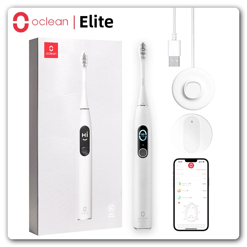 Oclean X Pro Elite Spazzolino elettrico sonico intelligente Ultra-silenzioso Sbiancamento dei denti assistito da app Sbiancante ad ultrasuoni per cure dentistiche