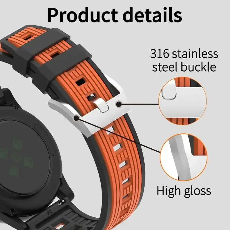 Versatile 22mm Silicone Sports Band - Premium Replacement Strap