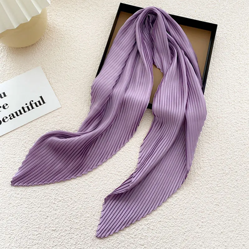 Sd2260e96afdf4def91f1d11b02a3f8b6o Square Scarf Silk Pleated Neck Scarves Headscarf Small Scarves Solid Color Crinkled Hair Scarf Satin Neckerchief 70cm Soft Decor Mallzona