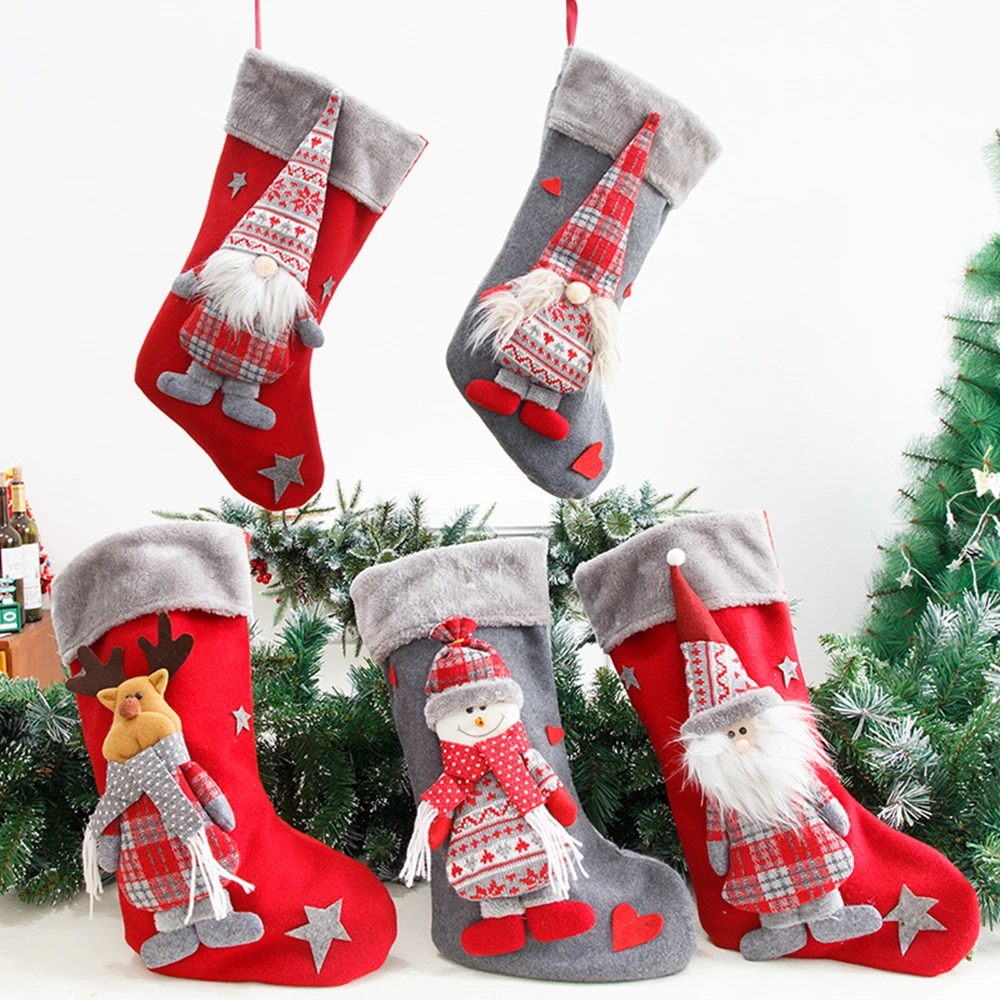 

Christmas Tree Pendant Sock Gift Bag Christmas Decoration for Home 2022 Santa Claus Snowman Elk Bear 2023 New Year Decorations