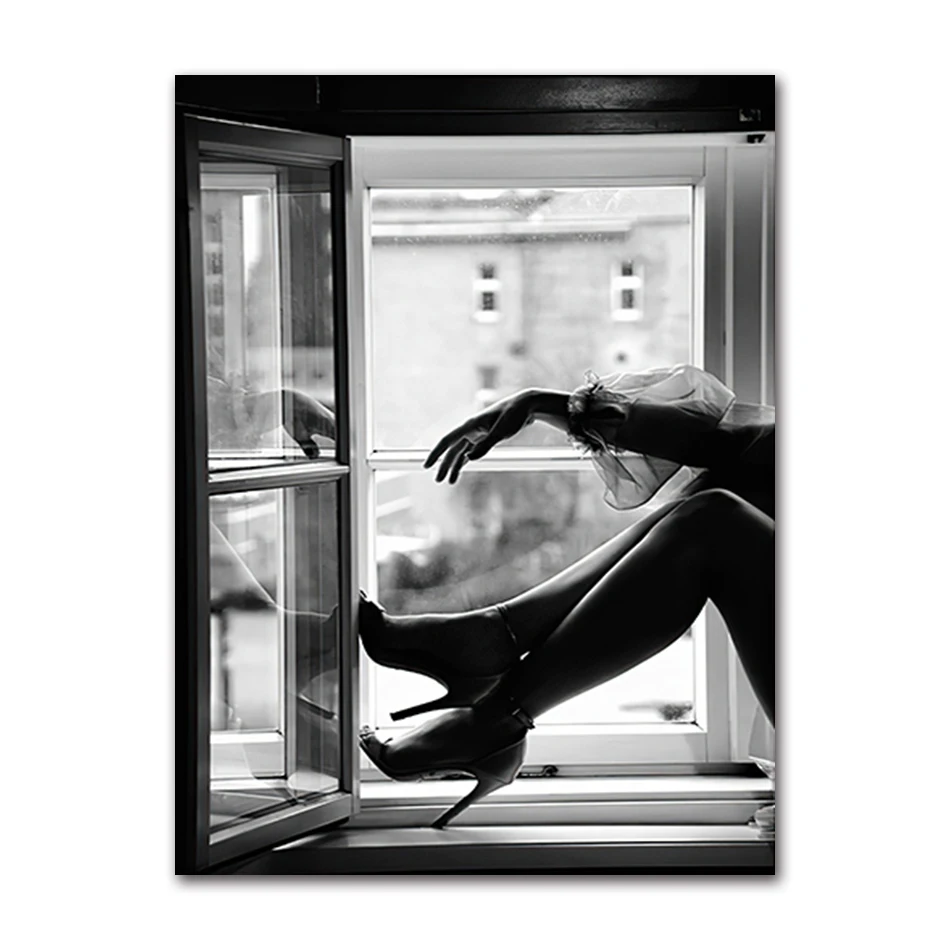 Nordic Zwart Wit Poster Canvas Schilderij Sexy Mode Vrouwen Muur Kunst  Fotografie Prints Abstracte Muur Decor Woonkamer - AliExpress, image size:950x950