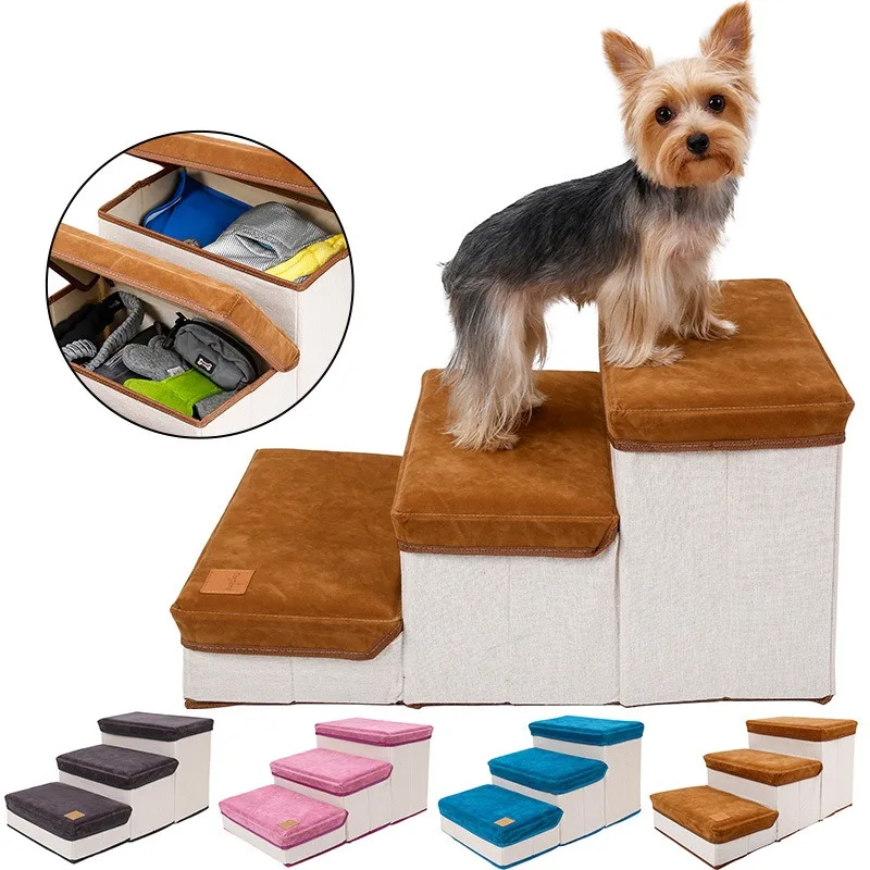 

Durable 3-Step Foldable Pet Stairs: Storage Design for Indoor Use - Ideal for Small Dogs and Puppies Up to 55 Pounds