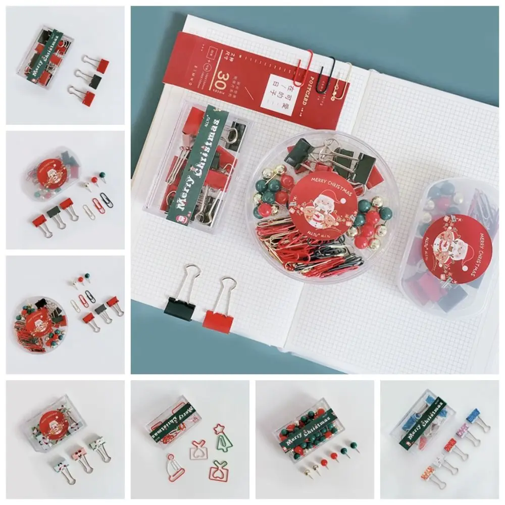 

Metal Paper Clip Santa Claus Christmas Series Foldback Clip Thumbtack Binder for Books Stationery School Office Supplies