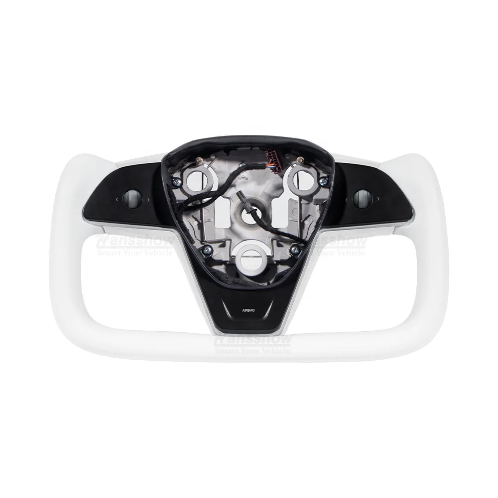 

Hansshow Model 3 Y White Nappa Plaid Yoke Heating Steering Wheel For Tesla Steering Wheel Upgrade