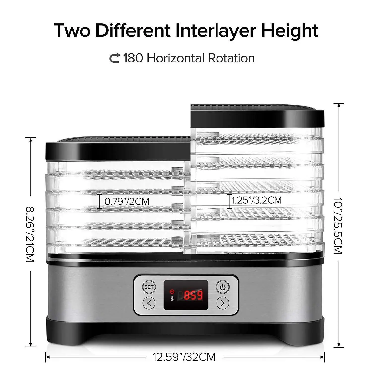 Fruit Dryer 5-layer Temperature Adjustable Tray Food Dehydrator Air Dryer Suitable for Fruits Vegetables Mushrooms Dried Meat 5