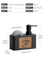 Kitchen Soap Dispenser with Sponge Holder Liquid Hand and Dish Soap Dispenser and Spong Caddy Black and White 6