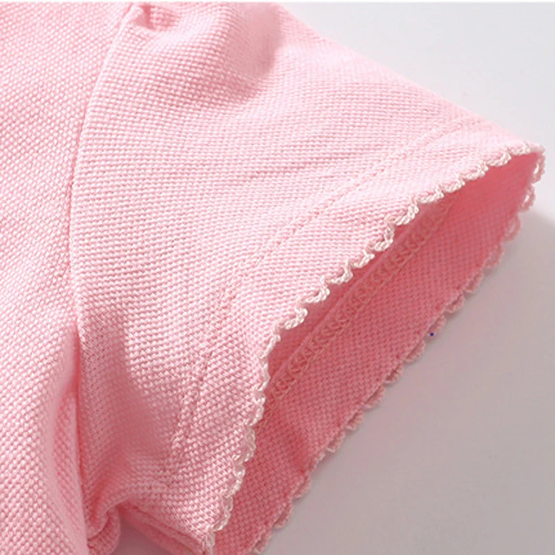 Girls Polo Shirts New Summer Girls Shorts Sleeve Shirts Solid Pink Children's t-shirts for Girls Clothes