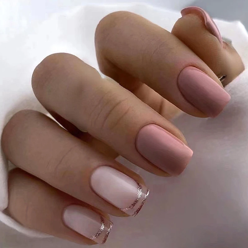 

24Pcs/Set False Nail French clouds Fake Nail Tips Full Cover Acrylic False Nails Decoration For Nail Tip Beauty