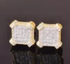 CUC 10MM Square Zircon Earring Gold silver Color  Men Women Screw Stud Earrings Hip Hop Jewelry Fashion Gift 4