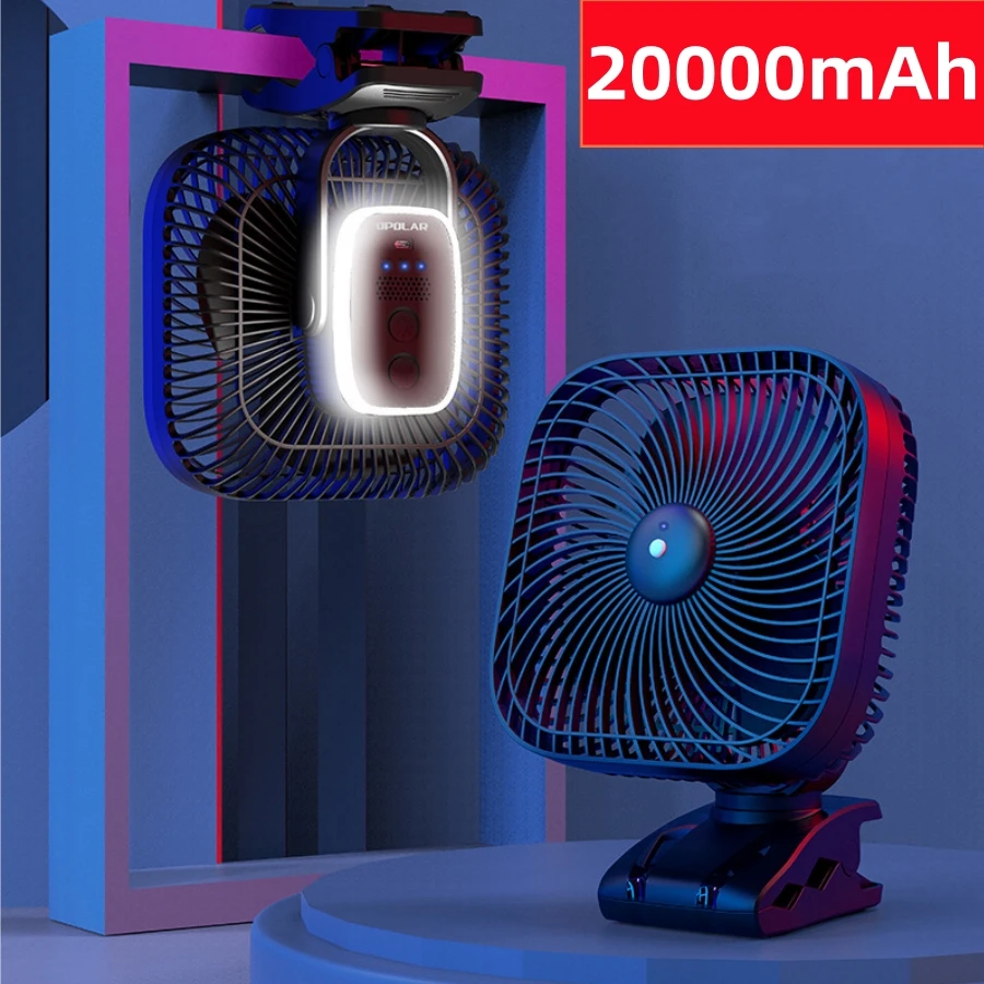 

20000mAh Battery Powered Fan Rechargeable Portable Fan Camping Fan USB Port Power Supply 3 Speeds Timer Off 350°Rotation Quiet