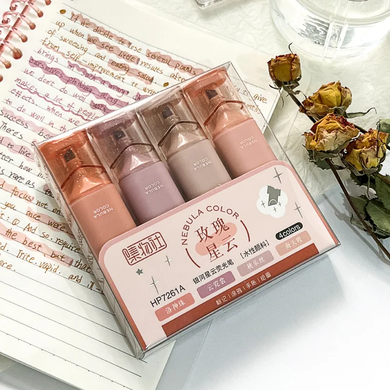 Art Marker Highlighter Marker 4pcs/set Morandi Color Marker Glitter Flexible Line Width Art Painting Markers For Student