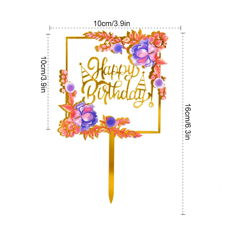 Goldene Acryl alles Gute zum Geburtstag Kuchen Topper Erwachsene Kinder Geburtstag Kuchen Dekoration Baby Dusche DIY Dessert Kuchen Einsatz Multi Stile – Detail 9