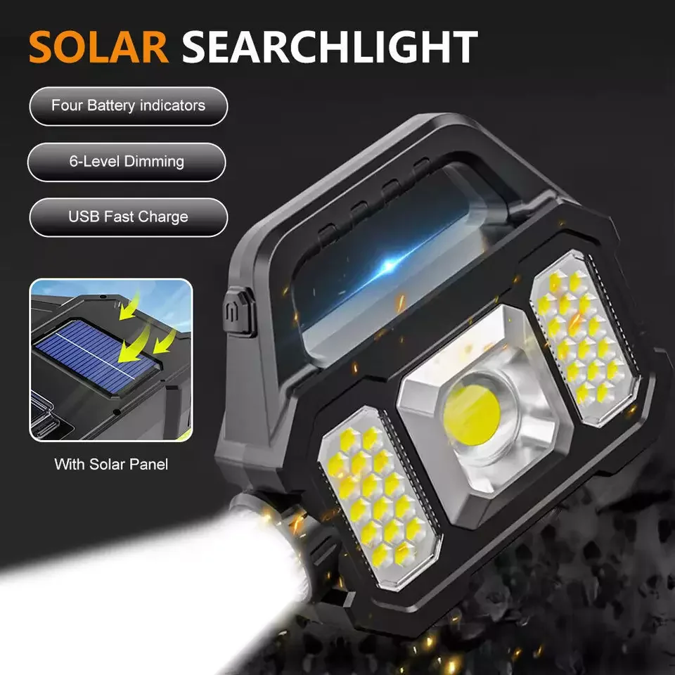 

ZK40 Power Display Power Output Work Light Built-in Battery USB Charging and Solar Charging SMD COB LED Rechargeable Torch