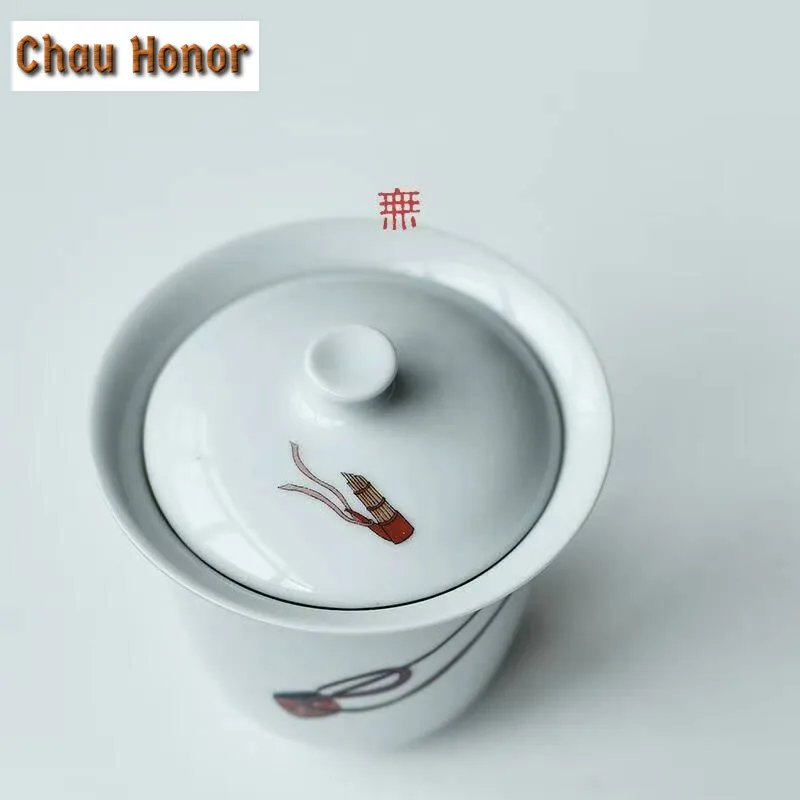 100ml Dunhuang Apsaras Ceramic Gaiwan Ancient Tea Brewing Cup Porcelain Bowls Tea Tureen Tea Maker Cover Bowl Accessories Gift