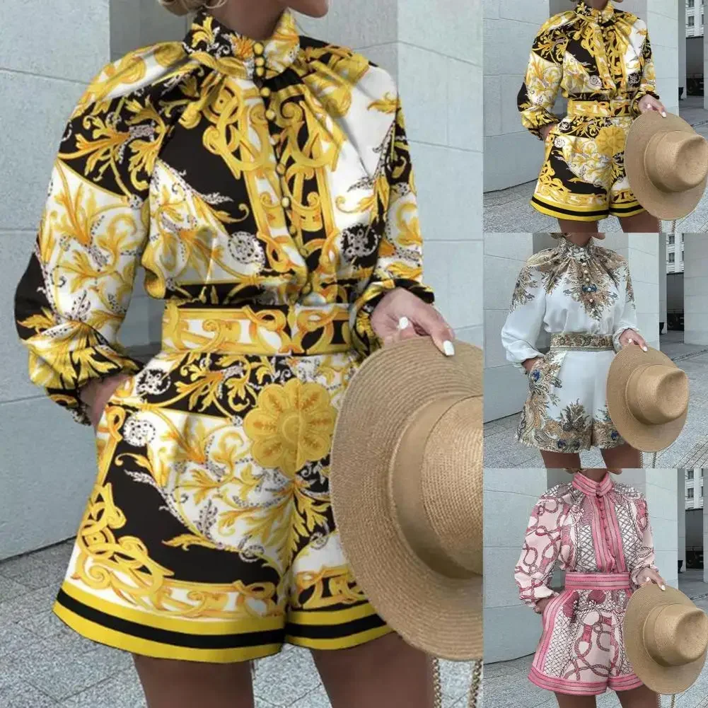 2024 New Temperament Women Outfit Elegant Office Lady Suit Single Breasted High Waist Single Breasted Turtleneck Shirt Shorts