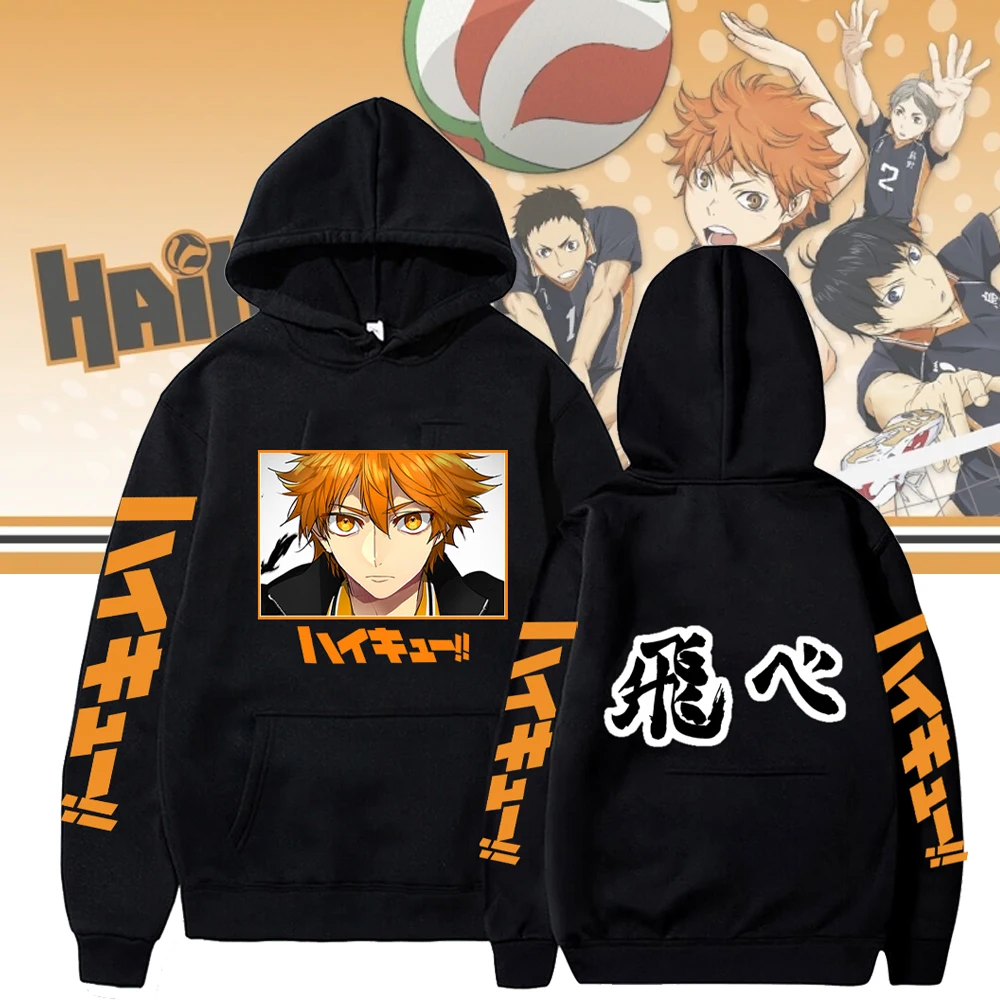 

Новинка Haikyuu! Пуловер унисекс с графическим принтом, повседневная спортивная свободная уличная одежда с капюшоном, свитшот с аниме HoodiHinata Shoyo