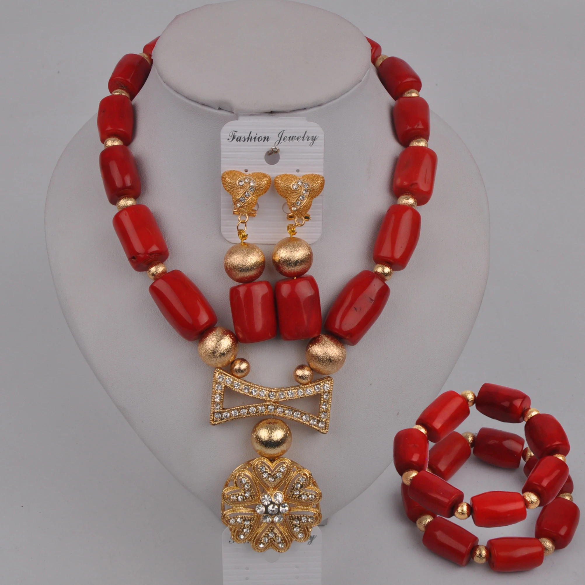 

Red Coral Necklace African Jewelry Set Nigerian Wedding Coral Beads Bridal Set