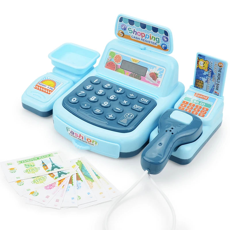 Simulation Shopping Cash House Toys Electronic Game Lighting And Sound Effects Supermarket Cashier Toys