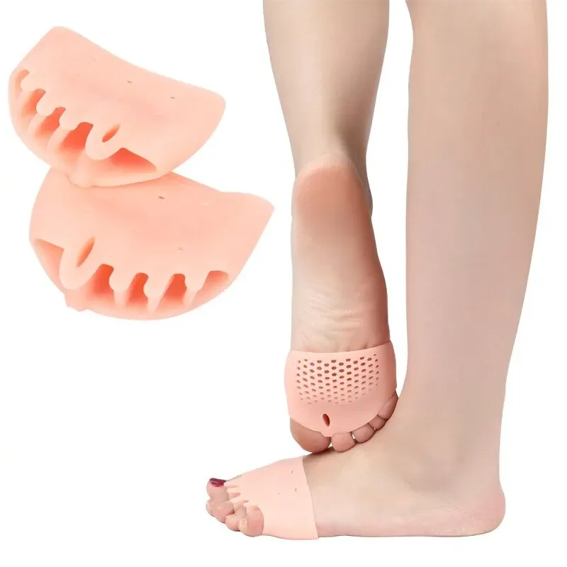 Gel Insoles Pads 2pcs Silicone Forefoot Pads Toe Separator Cushion Pad Pain Relief Insoles Finger Toe Valgus Corrector Gel Pads
