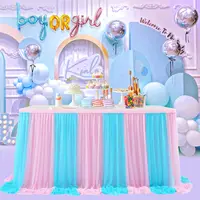 Pink and Blue Table Skirt Tulle Tutu Table Cloths Cover for Baby Shower Birthday Party Dessert Buffet Banquet Table Decorations 1