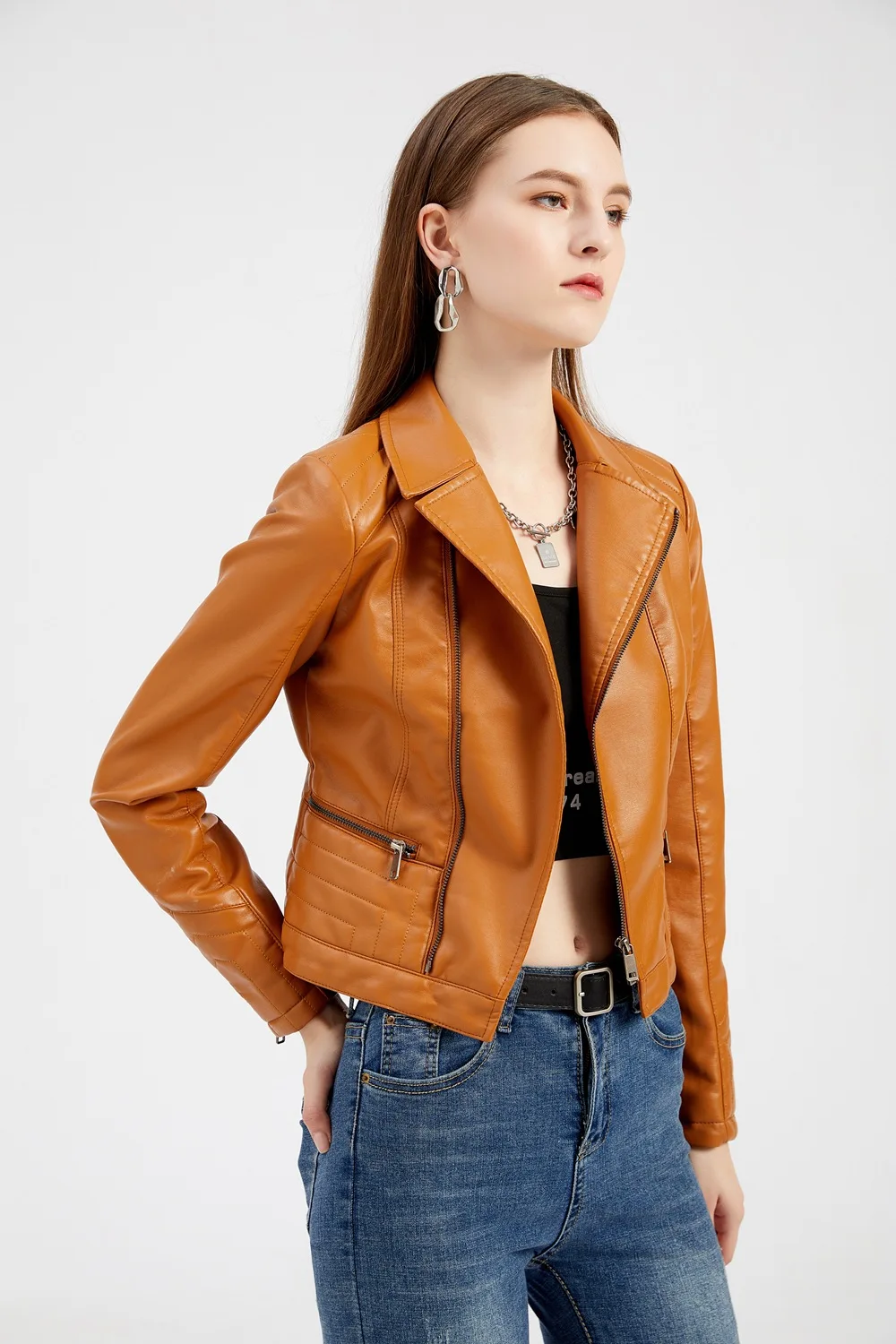 Jaqueta de Bicicleta Zíper da Motocicleta do Plutônio Jaqueta de Couro Outono Novo Curto Macio Faux Couro Jaqueta Feminina Moda Senhoras Básico Rua Cabolsa 12 Computers & Electronics
