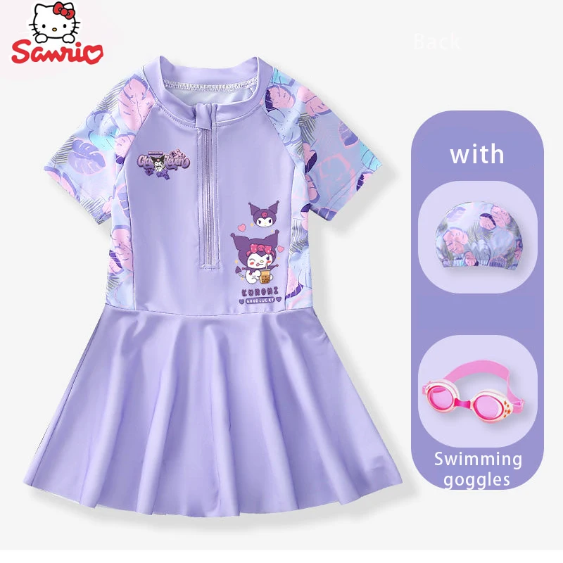 

Kawaii Sanrio Kuromi My Melody купальник детский летний купальник сиамская юбка дышащая быстросохнущая Аниме Фигурка праздничный подарок
