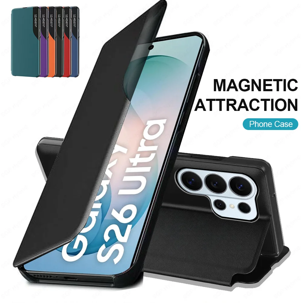 Luxury Leather Magnetic Flip Case - Smart View Cover