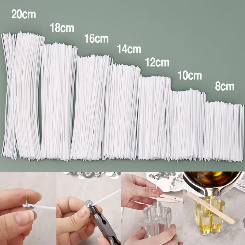 50/100Pcs Waxed Cotton Candle Wicks Set Smokeless Wax Core Base DIY Soy Wax Core Woven Kerosene Lamp Candles Making Supplies