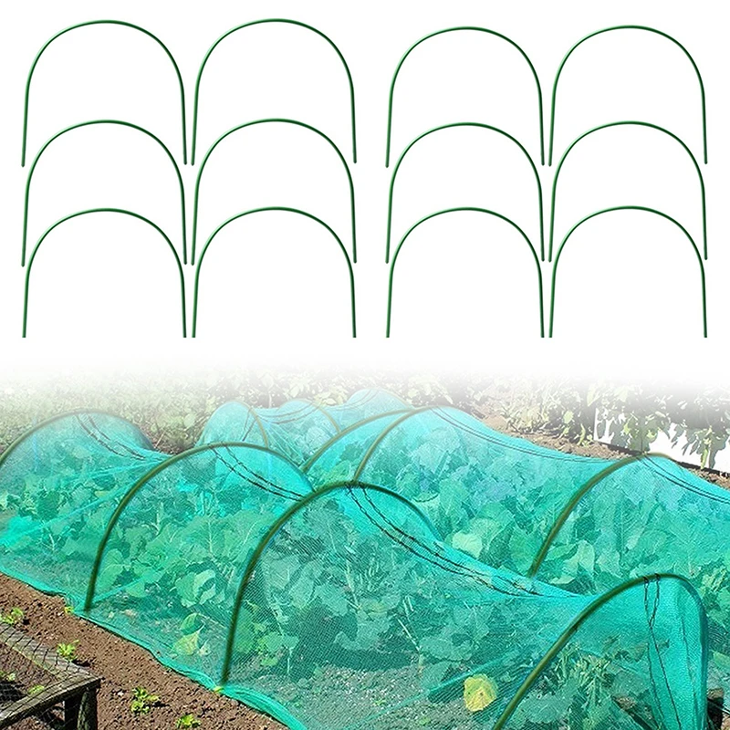 

Greenhouse Garden Arch, Rustproof Steel Tunnel Hoop Frame, Plant Support, Stakes for Raised Beds, Row Cover Hoops, 6Pcs