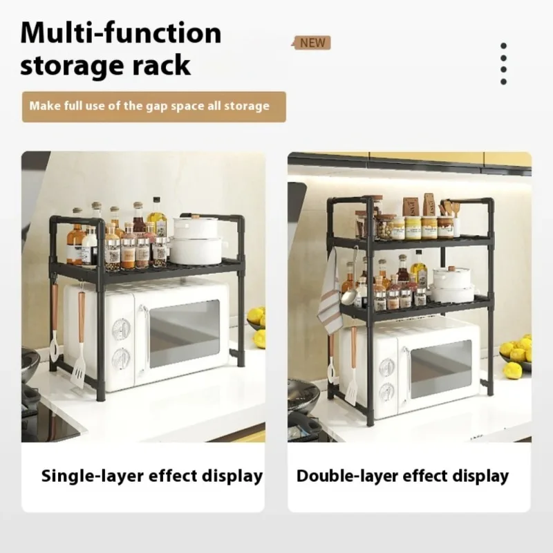 2/3 Layers Kitchen Storage Shelf Plastic Countertop Seasoning Jar Spice Storage Rack Microwave Oven Shelves Home Accessories 2