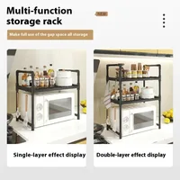 2/3 Layers Kitchen Storage Shelf Plastic Countertop Seasoning Jar Spice Storage Rack Microwave Oven Shelves Home Accessories 2