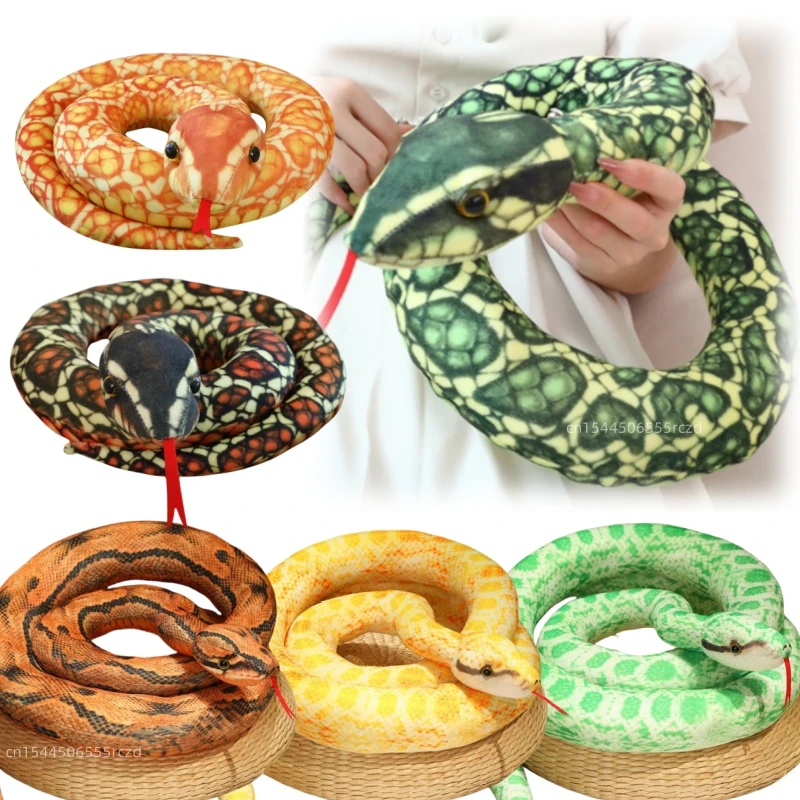 Simulation-Giant-Python-Plush-Toy-Long-Snake-Yellow-Orange-Green-Python ...