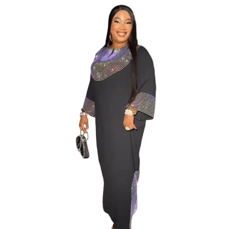 Africa Plus-size Dress High Quality Middle East Muslim Heavy Iron Drill Saudi Party Fashion Trend High Sense Women's Long Robe