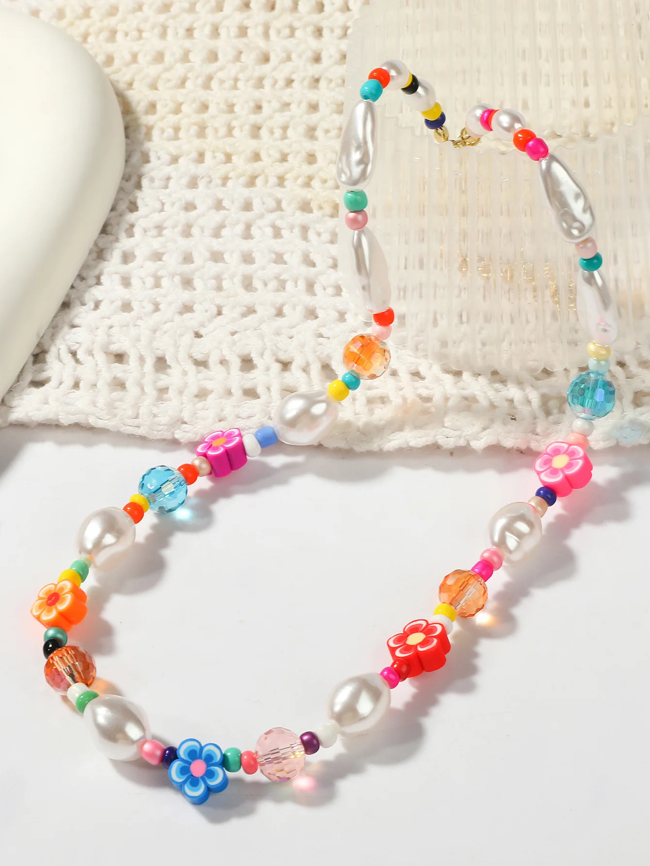 Turquoise Necklace Summer Pearl Love Pendant Beaded 2024 Chain Collares Necklaces For Women Party Jewelry