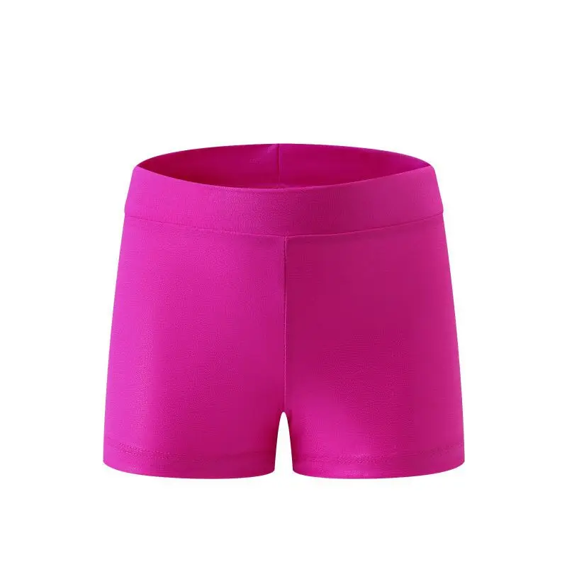 Girls Dance Shorts Pants Kids Bronzing Metallic Pants Elastic Children Glossy Gymnastic Dancewear Solid Sports Short Trousers
