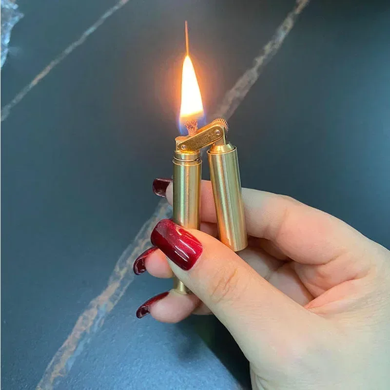 

Brass Double Bar Grinding Wheel Lighter, Old-fashioned Retro Mini Slim Bar Lighter, Hot Selling Grinding Wheel Kerosene Tool