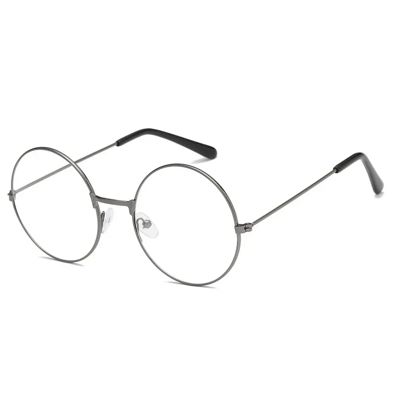New Fashion Circular Retro Plain Eyeglasses Women Men Vintage Retro Metal Frame Metal Round Frame Glasses Transparent Lens