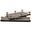 Metal Tray Leather Nordic Blue Jewelry Display Rectangular Serving Plate Storage Decoration Household Kitchen Organizer Supplies 5