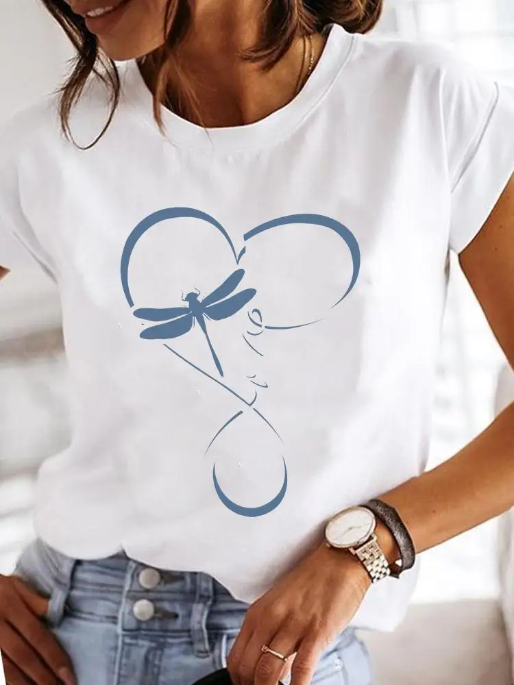 Short Sleeve Fashion Female Graphic Tee Women Print Dandelion Dragonfly 90s Summer Casual Clothes Ladies T Clothing T-shirts