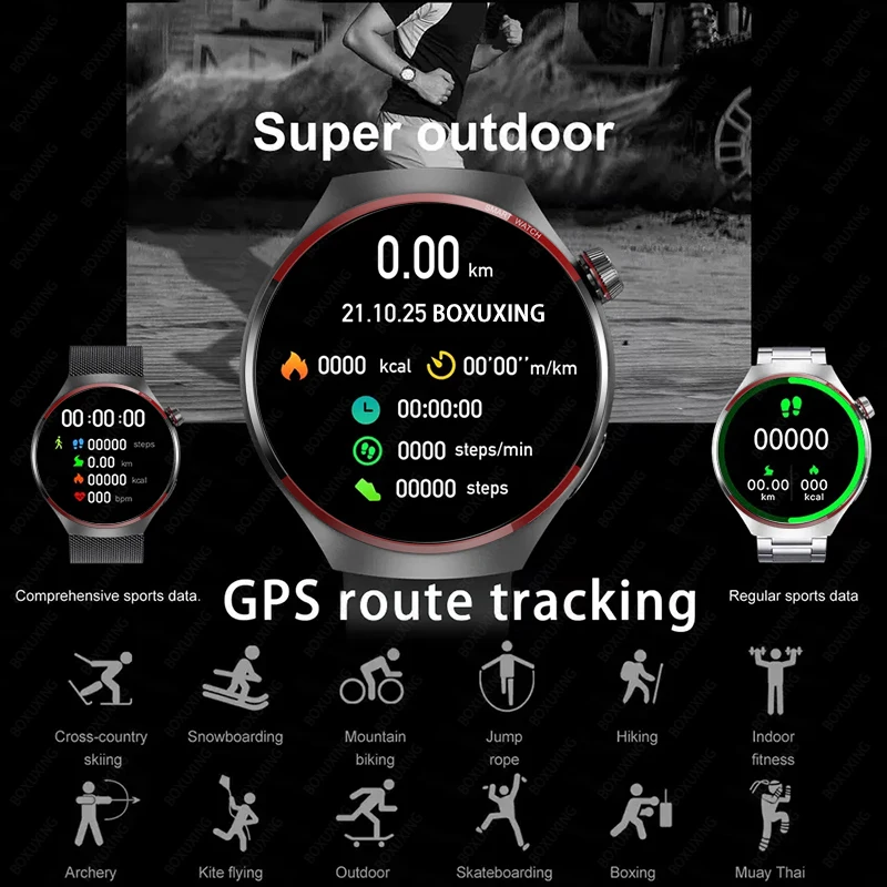 GT4 Pro GPS 스마트 워치 남녀공용, AMOLED HD 스크린, 블루투스 통화, NFC IP68 방수 시계, 심박수 스마트 워치, 2024 신제품