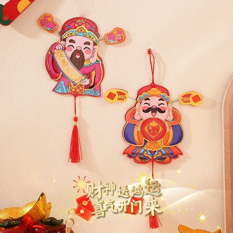 Creative Wealth God Fridge Magnets New Year Ornament Spring Festival Hongbao Fridge Magnets Red Envelope Tassel Pendant Decor