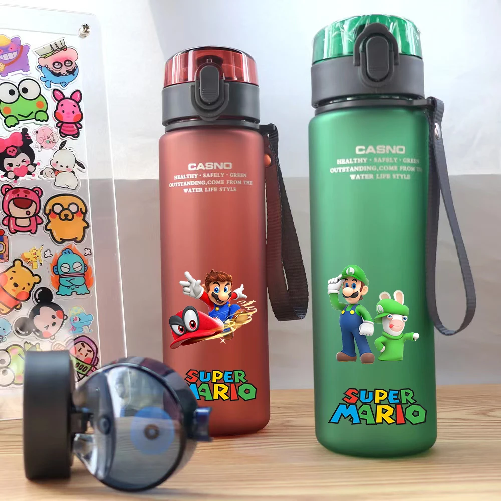 

560ml Super Mario Games Plastic Travel Water Cup Mario Luigi Bowser Portable Leakproof Outdoor Sports Printing Drinking Bottle