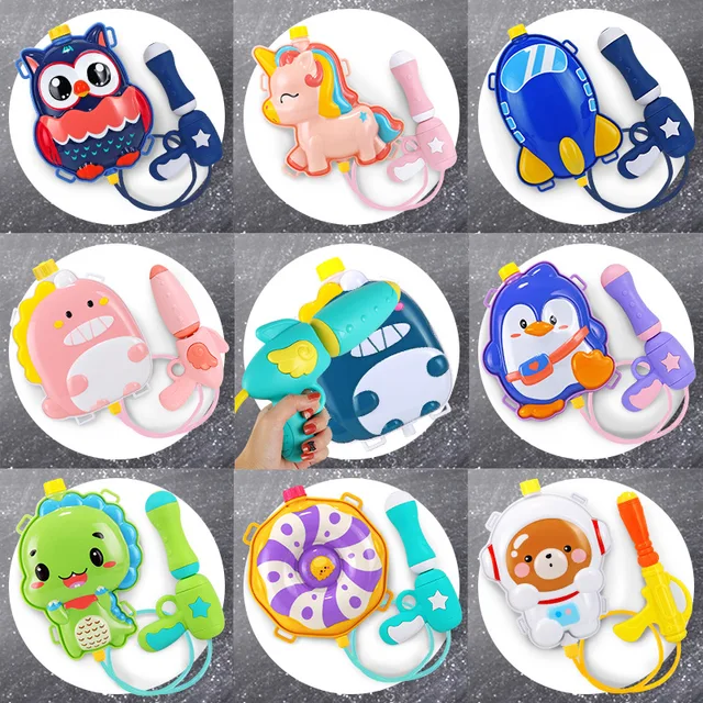 Children Animal Backpack Water Toy Pull-Out Beach Play Water Spray Dog Outdoor Beach Toys Kids Summer Drifting Water Pistol Toy 4