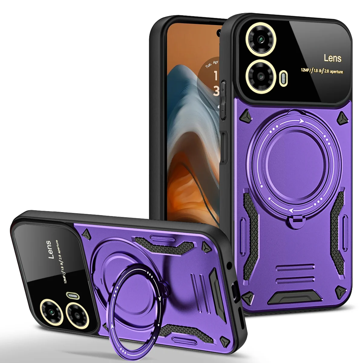Enhanced Magnetic Stand Military Grade Shockproof Armor Case with Magsafe Compatibility