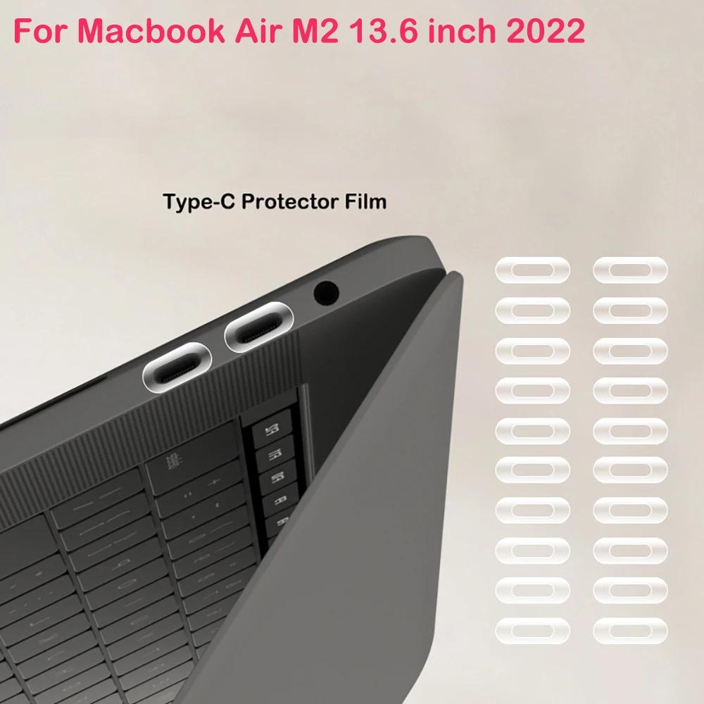 10Pcs Thunderbolt Ports Pellicola Protettiva Per Porta Di Ricarica Per Macbook Air M2 13.6 Pollici Midnight Accessories Pellicola Protettiva Di Tipo C
